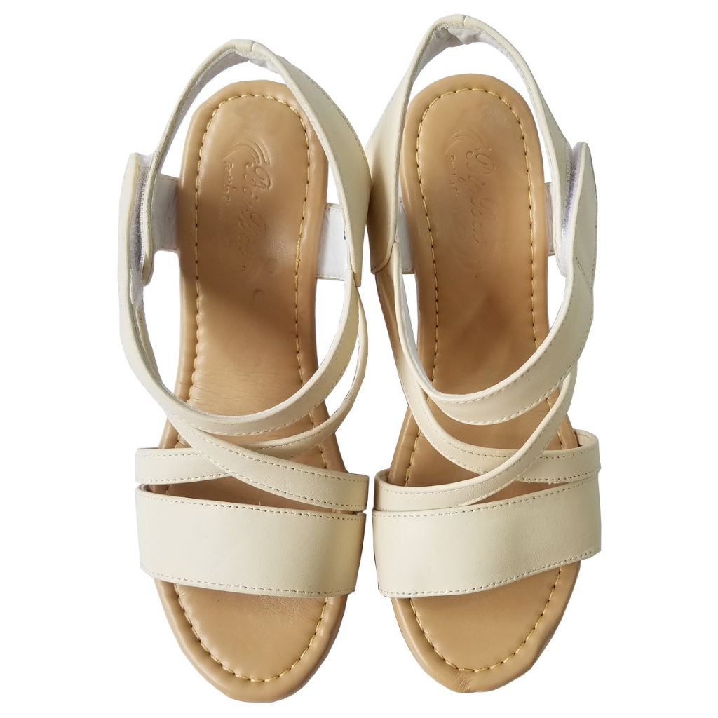 Giày sandal cao gót nữ da bò thật BIGGBEN cao 8 phân HKD1004
