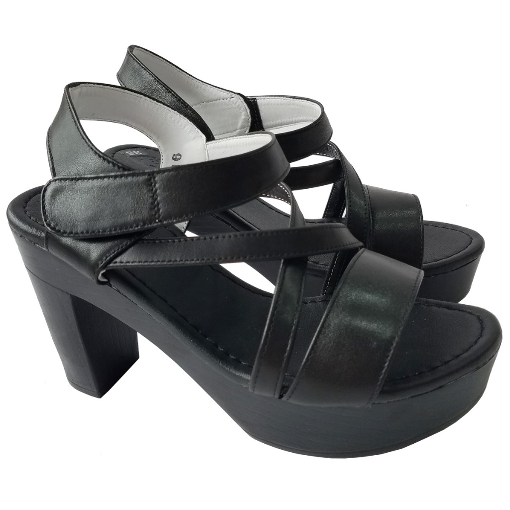 Giày sandal cao gót nữ da bò thật BIGGBEN cao 8 phân HKD1004