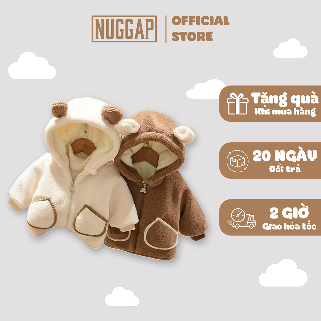 Áo khoác lông cừu cho bé trai bé gái, Áo khoác mùa đông cho bé trai bé gái WINTER NUGGAP