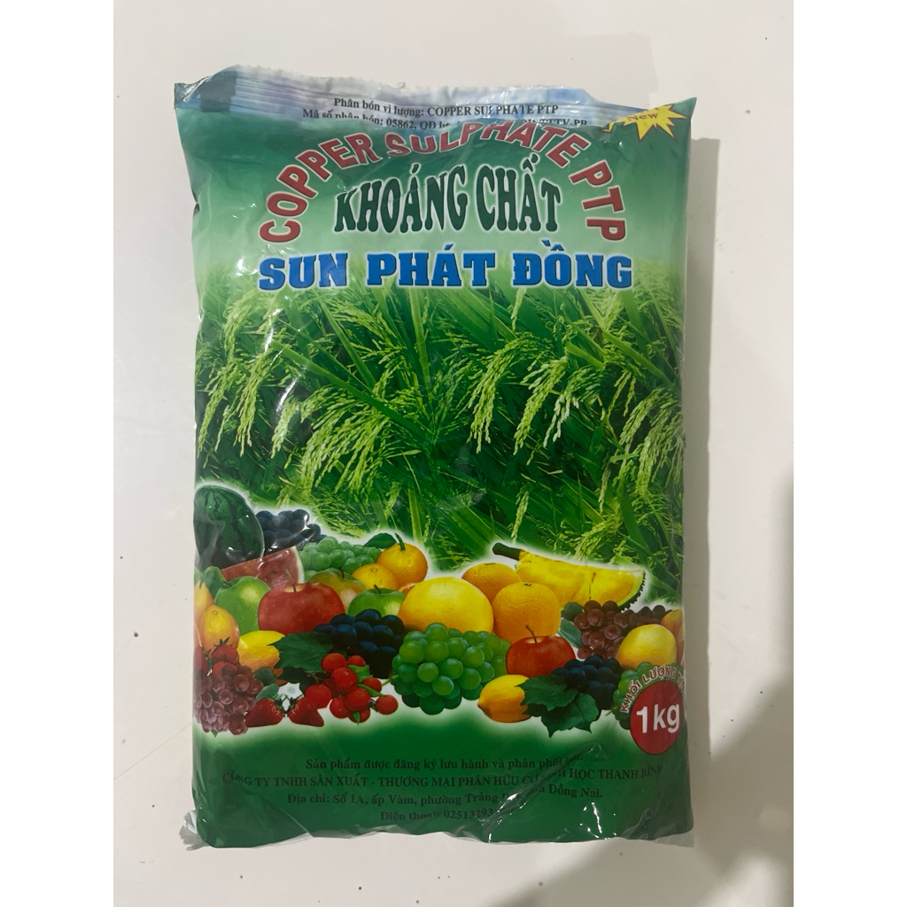 Đồng sun phát ( CuSO4) 99% pha booc đô -Đồng nguyên chất Tẩy rong rêu, phòng nấm bệnh- Gói 1kg