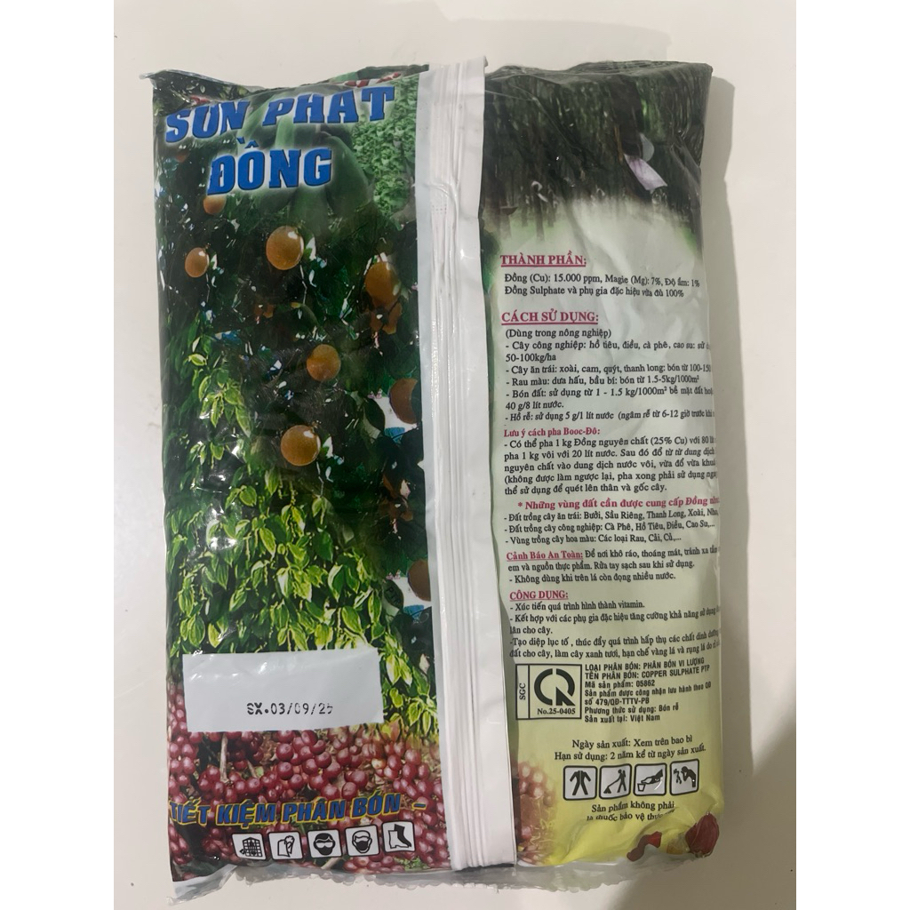 Đồng sun phát ( CuSO4) 99% pha booc đô -Đồng nguyên chất Tẩy rong rêu, phòng nấm bệnh- Gói 1kg