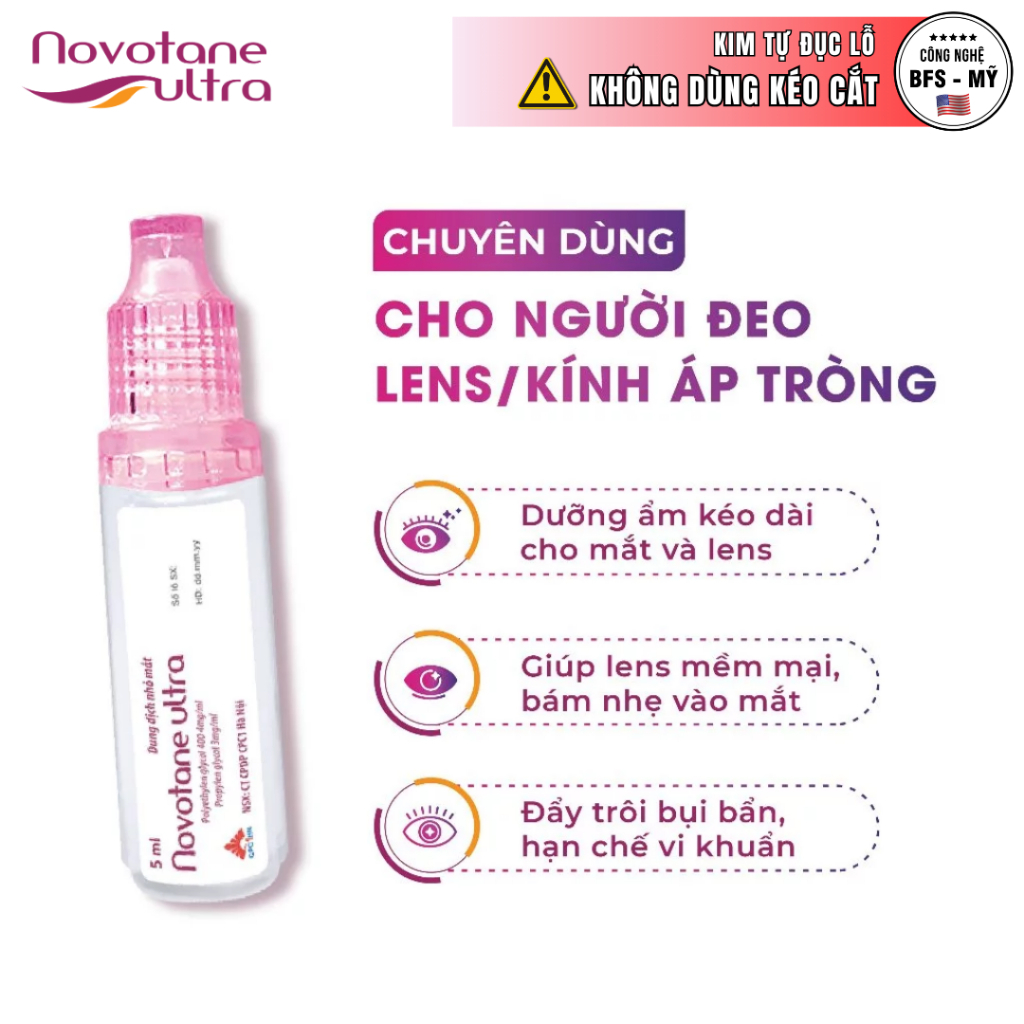 Nước Mắt Nhân Tạo Dưỡng Ẩm Mắt Hàng Ngày Novotane Ultra 5ml, Giảm Khô ...