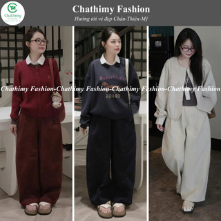 BIGSIZE 42-90kg, Quần baggy nữ Cạp Chun chất Kaki Nhật L1, Quần ống rộng thời trang Chathimy ( 3866 )