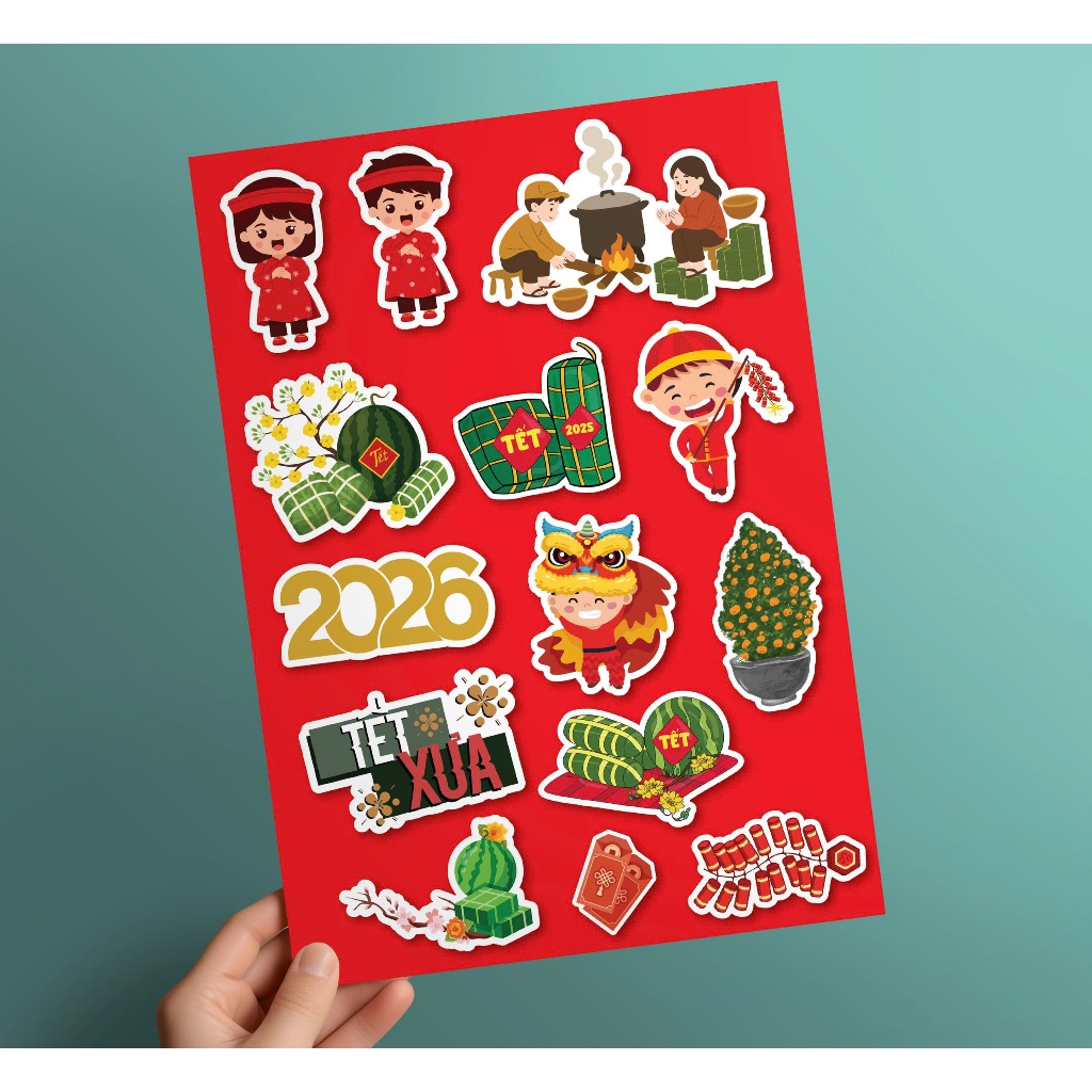 (8084)COMBO 4 TỜ Sticker Tết Dán Decor 2026 – Decal Cửa Kính,Trang Trí ...