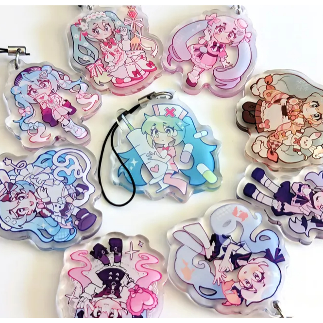 Móc khóa (Charm) Điện thoại Acrylic Hatsune Miku Vocaloid kiểu Chibi