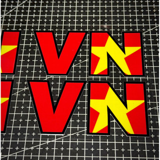 Tem Sticker DTF Chữ Việt Nam Viết Tắt - Chữ VN Đỏ Sao Vàng - Tổ Quốc Việt Nam - Dán Trang Trí Xe |SGDC - 1 Chữ|