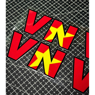 Tem Sticker DTF Chữ Việt Nam Viết Tắt - Chữ VN Đỏ Sao Vàng - Tổ Quốc Việt Nam - Dán Trang Trí Xe |SGDC - 1 Chữ|