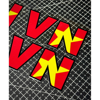 Tem Sticker DTF Chữ Việt Nam Viết Tắt - Chữ VN Đỏ Sao Vàng - Tổ Quốc Việt Nam - Dán Trang Trí Xe |SGDC - 1 Chữ|