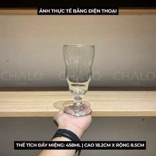 Ly thuỷ tinh/ Cốc thuỷ tinh vân sóng có chân dung tích 460ml