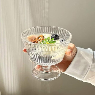 Ly kem thuỷ tinh hoạ tiết vân sọc dung tích 350ml chịu nhiệt tốt hàng cao cấp loại 1