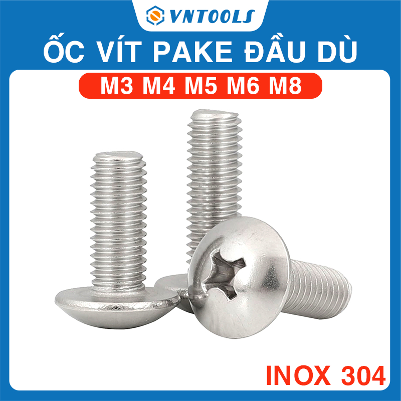 Combo 30-100 Con Ốc Vít Đầu Dù Pake Inox 304 | Size M3 M4 M5 M6, Bulong ...