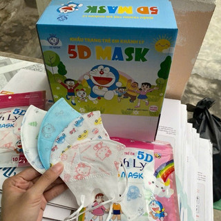 Combo 60 chiếc Khẩu trang y tế Kids cho bé từ 1 tới 5 tuổi 5D Mask hồng phát