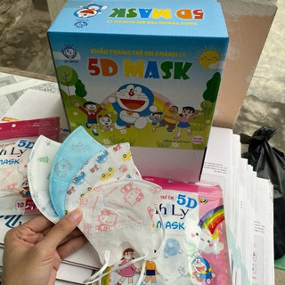 set 100 chiếc Khẩu trang 5d  Kids cho bé từ 2 tới 8  tuổi 5D Mask khánh ly