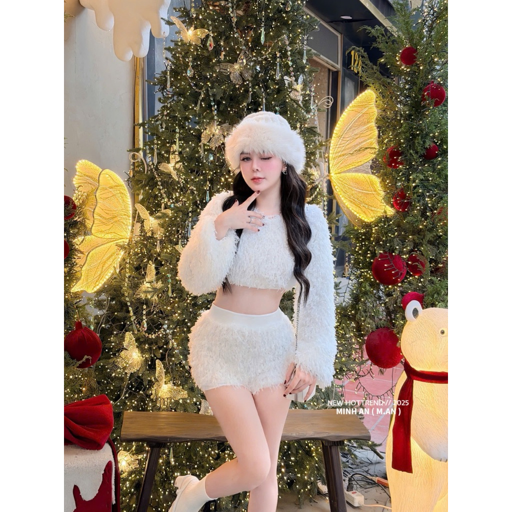 Set áo lông croptop mix quần soôc co giãn siu đẹp