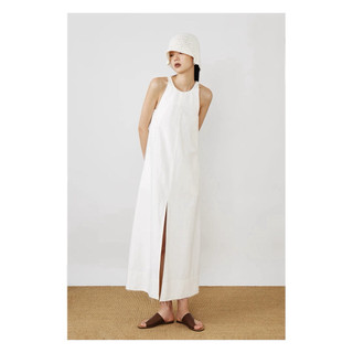 Sarah Dress /By Cor/ Đầm Linen cổ yếm xẻ trước