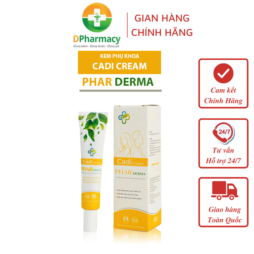 [CÓ CHE TÊN] Kem Bôi Phụ Khoa, Cadi Cream Phar Derma, hỗ trợ viêm do nấm Candida, viêm ngứa, khí hư