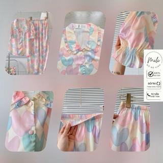 Đồ Bộ Pijama Nữ Tay Ngắn Phối Cổ Bèo Viền Bèo MiLi – Áo Tay Ngắn, Quần Dài Có Túi, Lụa Latin Cao Cấp