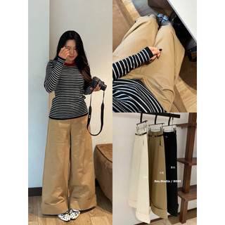 𝙥𝙝𝙞𝙚𝙣 | (Sẵn) W7367 Quần Ống Rộng Kaki Kèm Belt Cạp Cao Hack Dáng