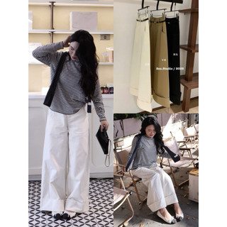 𝙥𝙝𝙞𝙚𝙣 | (Sẵn) W7367 Quần Ống Rộng Kaki Kèm Belt Cạp Cao Hack Dáng