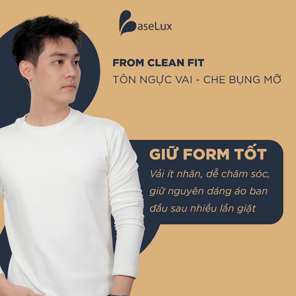 Áo thun tay dài Baselux áo giữ nhiệt công nghệ Heattech, Áo thun nam tay dài chất cotton mềm mịn, basic cao cấp