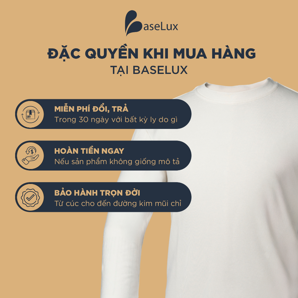 Áo thun tay dài Baselux áo giữ nhiệt công nghệ Heattech, Áo thun nam tay dài chất cotton mềm mịn, basic cao cấp