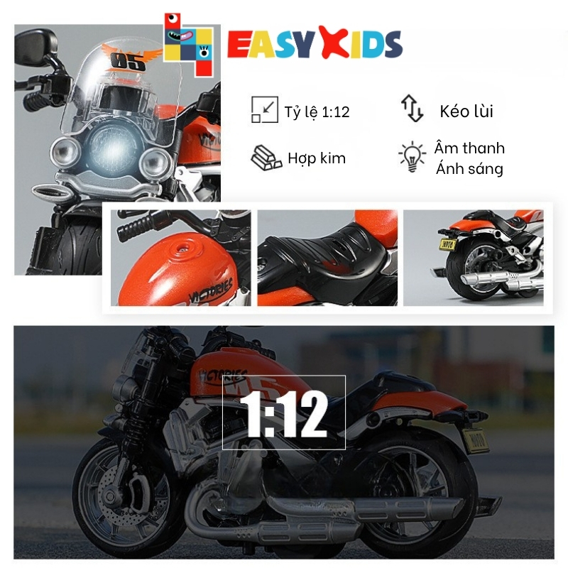 Mô Hình Xe Moto Hợp Kim Có Âm Thanh Ánh Sáng Tỷ Lệ 1:12
