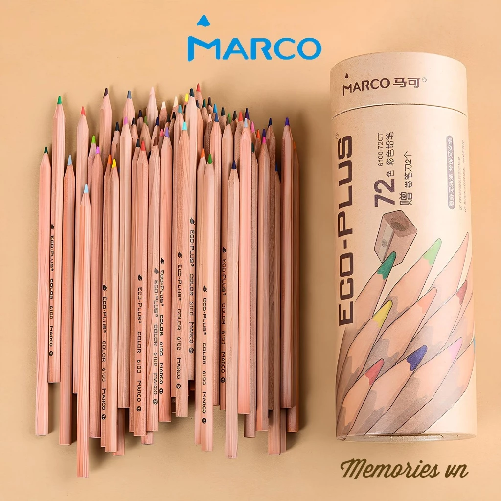 Bút Chì Màu Marco Gốc Dầu Eco-Plus 24/36/48/72 Màu Cao Cấp Dạng Cốc, Màu Nâu Gỗ, Kèm Gọt – Tô Màu, V