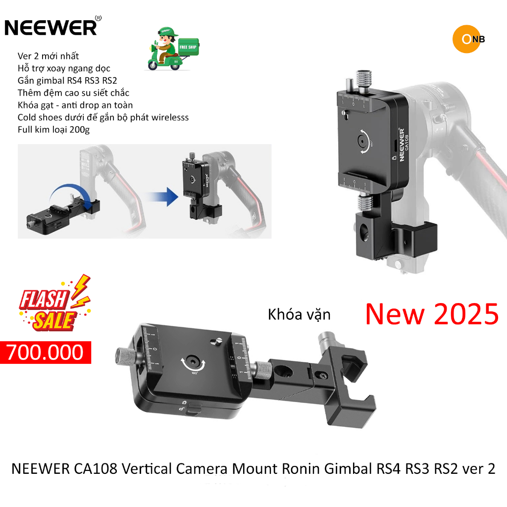 Neewer CA108 Vertical Camera Mount Ngàm Quay Dọc Gimbal RS4 RS3 RS2 ver ...