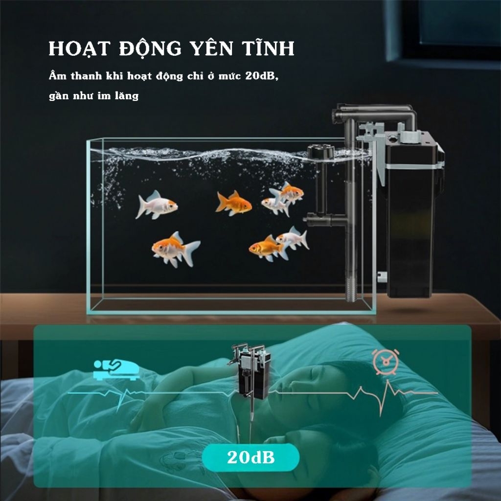Lọc Treo Hồ Cá JINGYE JY-X500 / JY-X600 . Tích Hợp Váng Xoay , Hút Cặn Và Thổi Oxy