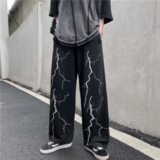 Quần ống rộng nam nữ ,quần jogger thiết kế ỐNG RỘNG SUÔNG Họa Tiết Tia Chớp thể thao K1