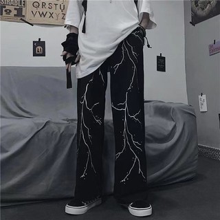 Quần ống rộng nam nữ ,quần jogger thiết kế ỐNG RỘNG SUÔNG Họa Tiết Tia Chớp thể thao K1