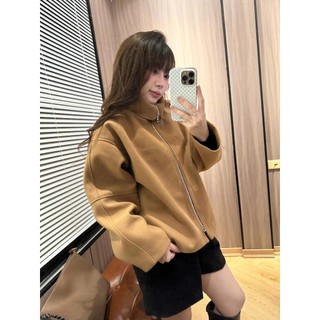 Áo Dạ Nữ Cổ Lọ Khóa Kéo Cao Cổ Form Rộng Màu Nâu Camel 247store Áo Khoác Dạ Nhiều Kiểu Mặc Thu Đông