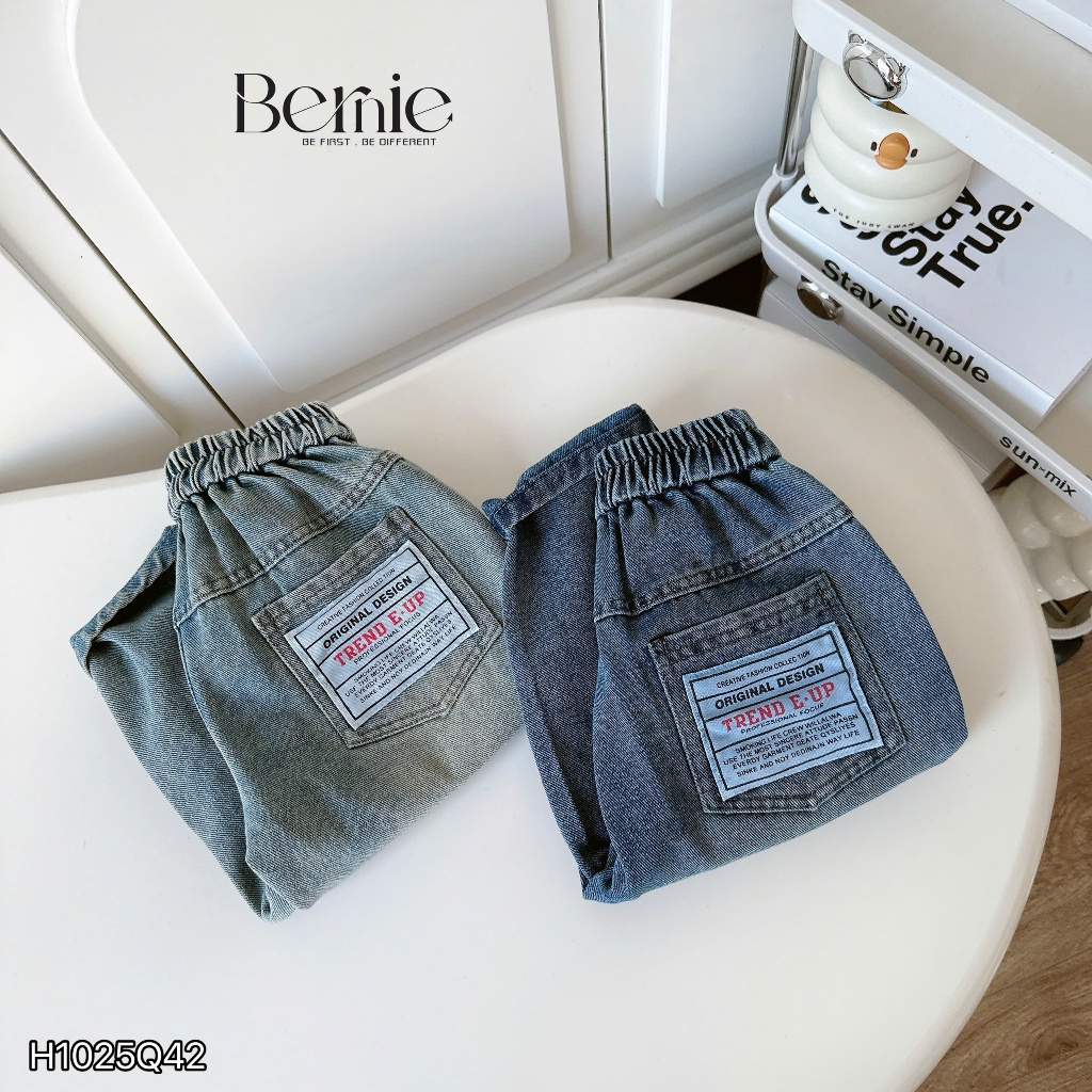 Quần jeans bò dài đáp gối sành điệu cho bé trai, quần bò bé trai cá tính H1025Q42