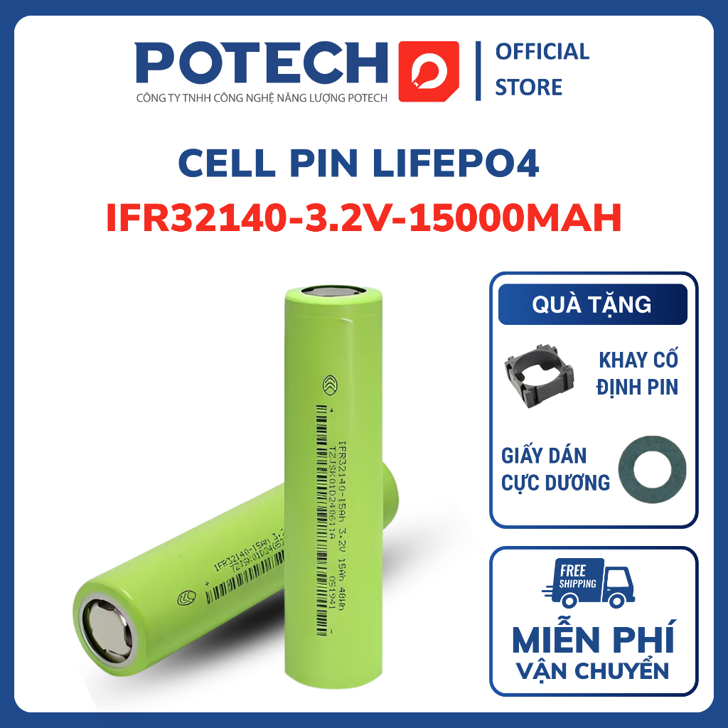 Cell pin LiFePO4 JSK 32140-3.2V-15000mAh dòng xả 45A (3C) - Hàng mới ...