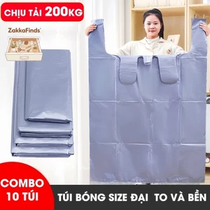 Túi Nilon 2 Quai Siêu Dai & Dày (Combo 10 Cái) - Bóng Bền, Chịu Lực Tốt - Cho Chuyển Nhà, Gói Hàng & Lưu Trữ