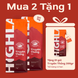 Mua 2 tặng 1 - Combo 2 Cà Phê Truyền Thống Highlands Coffee 1Kg Tặng cafe truyền thống 200g (quà kèm đơn hàng)