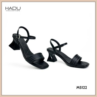 Sandal Cao Gót 5P Đế Tam Giác Sườn Kép Quai Bản Ngang HADU M5122 Da PU Cao Cấp BH 12 Tháng