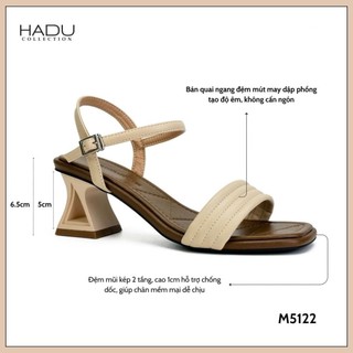 Sandal Cao Gót 5P Đế Tam Giác Sườn Kép Quai Bản Ngang HADU M5122 Da PU Cao Cấp BH 12 Tháng
