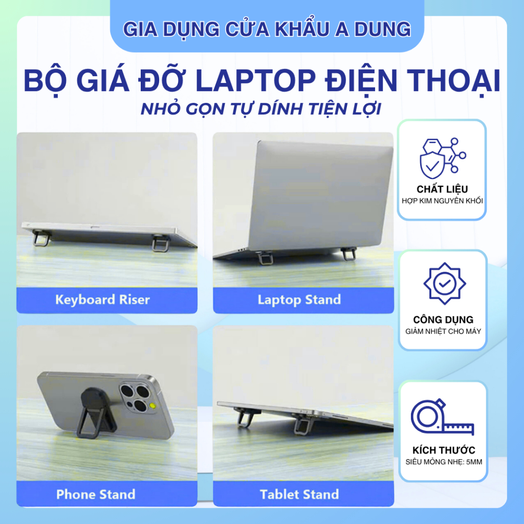 2 Chân Đế Laptop Mini Có Thể Gập Lại, Bàn Phím Máy Tính Điện Thoại Đa Năng Nâng Với 2 Góc Có Thể Điều Chỉnh