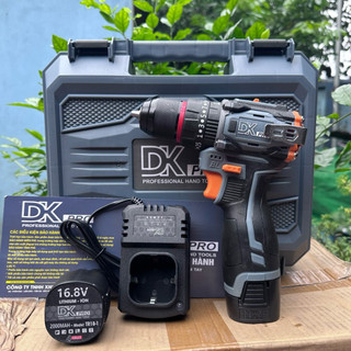 Máy khoan pin Dk pro– 3 chức năng, 35 cấp trượt, 2 pin, sạc, đầu kẹp 10mm Autolock