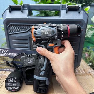 Máy khoan pin Dk pro– 3 chức năng, 35 cấp trượt, 2 pin, sạc, đầu kẹp 10mm Autolock