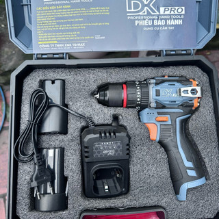 Máy khoan pin Dk pro– 3 chức năng, 35 cấp trượt, 2 pin, sạc, đầu kẹp 10mm Autolock