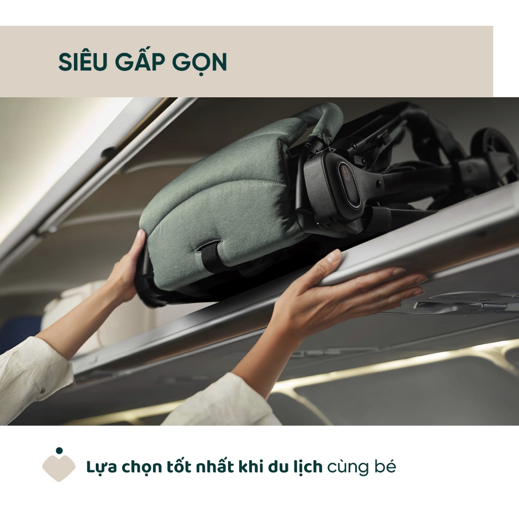 Xe đẩy du lịch Chicco Aero We - Màu ghi yến mạch/ Màu xanh matcha