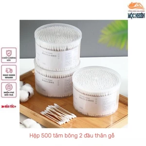 Combo 3 Hộp 500 tăm bông thân gỗ 2 đầu - kháng khuẩn, không sơ bông