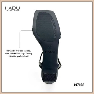 Sandal Gót Vuông 7P MINI ARES Sườn Kép Quai Ngang HADU M7156 Da Pu Cao Cấp Đế Chống Trượt BH 12T