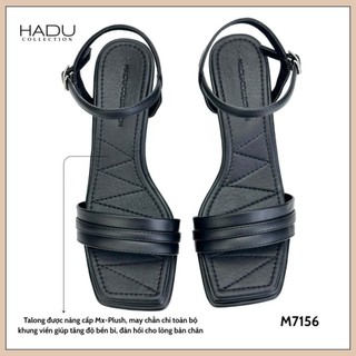Sandal Gót Vuông 7P MINI ARES Sườn Kép Quai Ngang HADU M7156 Da Pu Cao Cấp Đế Chống Trượt BH 12T
