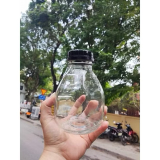 Chai thuỷ tinh vuông lùn cao 300ml và 350ml chất liệu dày dặn đựng nước ép, sinh tố decor xinh xắn