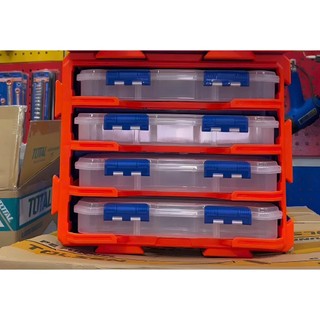 ĐỒ NGHỀ WADFOW Bộ tủ gồm 4 hộp nhựa chia 13 ngăn đựng linh  kiện 380x182x320mm WTB8344