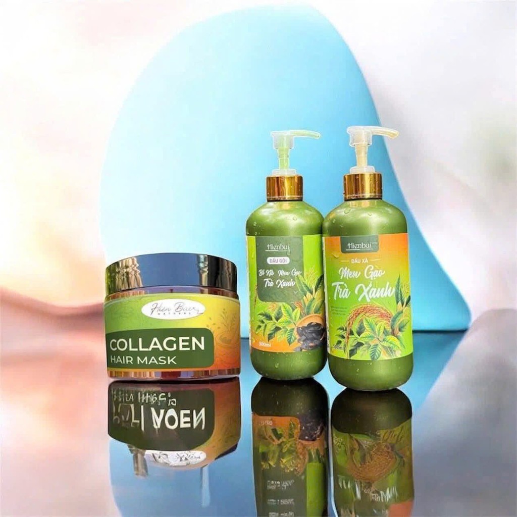 Dầu Gội - Xả Bồ Kết Men Gạo Trà Xanh HIỀN BÙI 500ml, Giúp Mái Tóc Suôn Mượt, Không Lo Gãy Rụng