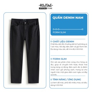 Quần Jeans Nam Trơn Ống Ôm Kiểu Basic Form Slim - Routine 10F25DPA034